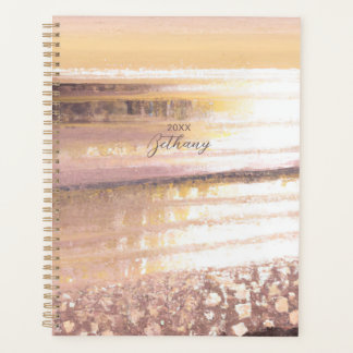 Plage Tide Golden Hour Océan Aquarelle Abstraite