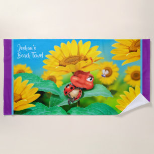 Plage Tournesols somnolents de coccinelle de serviette