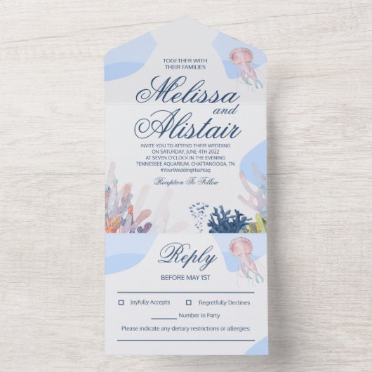 Plage tout en un Faire-part de mariage (À l'intérieur)