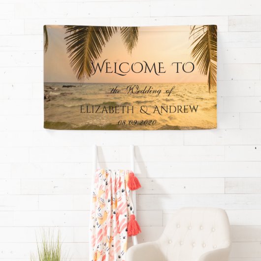 Plage Tropical cool, Bannière Mariage Coucher de s (En situation)