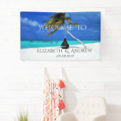 Plage Tropical cool, Bannière Mariage Palm (En situation)