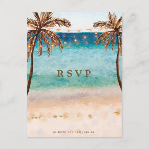 plage tropical mariage rsvp carte postale