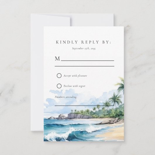 Plage Tropical Summer Wedding RSVP (Devant)