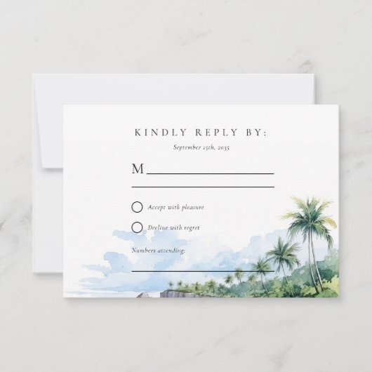 Plage Tropical Summer Wedding RSVP (Devant)