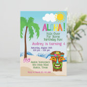 Plage tropicale Aloha Luau Invitation Anniversaire (Debout devant)