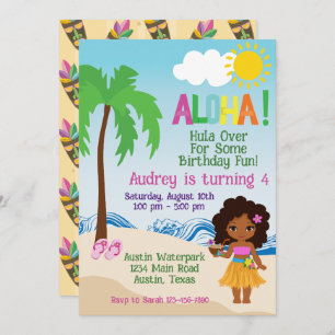 Plage tropicale Aloha Luau Invitation Anniversaire