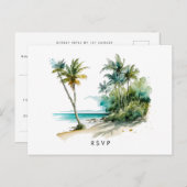 plage tropicale aloha mariage rsvp carte postale (Devant / Derrière)
