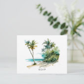 plage tropicale aloha mariage rsvp carte postale (Debout devant)