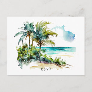 plage tropicale aloha mariage rsvp carte postale