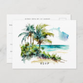 plage tropicale aloha mariage rsvp carte postale (Devant / Derrière)