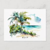 plage tropicale aloha mariage rsvp carte postale (Devant)