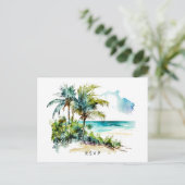 plage tropicale aloha mariage rsvp carte postale (Debout devant)