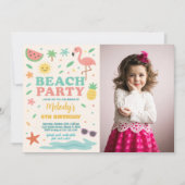 Plage tropicale Anniversaire Invitation & Décor po (Devant)