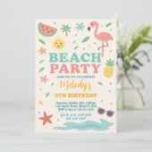 Plage tropicale Anniversaire Invitation & Décor po (Debout devant)