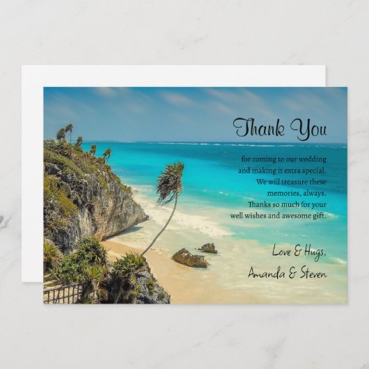 Plage tropicale avec Palm Trees Mariage Merci (Devant / Derrière)