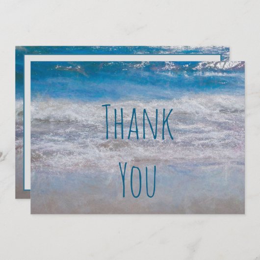 Plage tropicale Bleu Bleu Océan Blanc Vague Merci (Devant / Derrière)