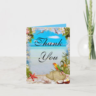 Plage tropicale Carte de remerciements Mariage flo