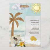 Plage Tropicale Côtière Photo Foil Invitation (Recto)