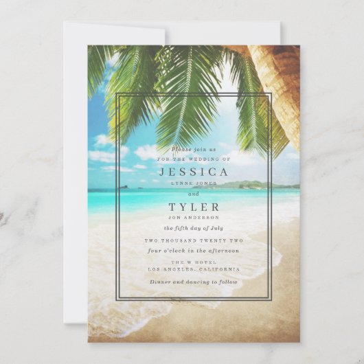 Plage tropicale Destination Mariage Invitation (Devant)