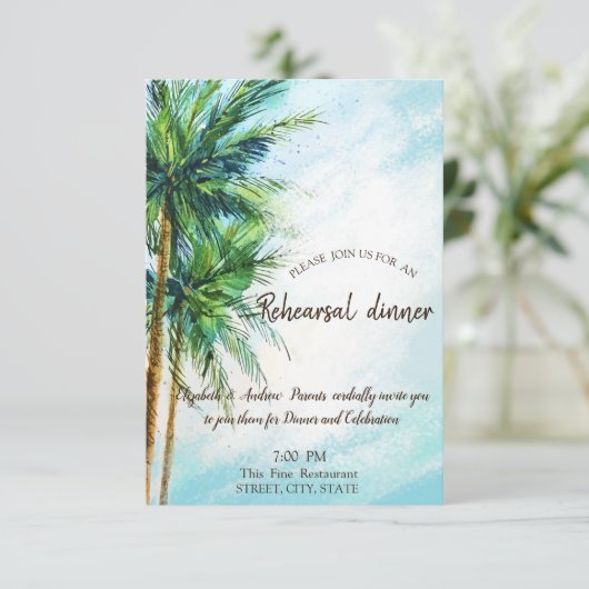 Plage tropicale, Dîner Palms Invitation (Debout devant)