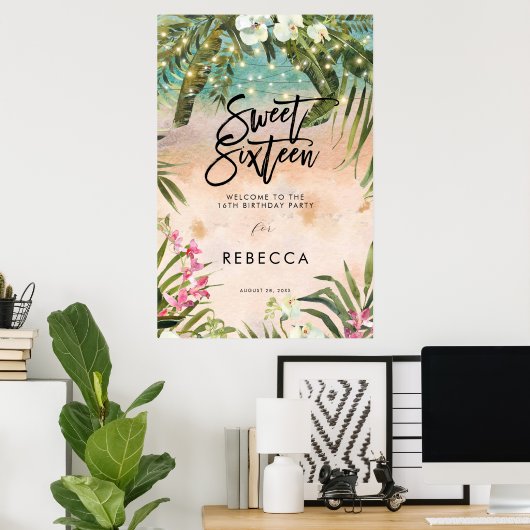 plage tropicale douce 16 affiche de bienvenue (Bureau à domicile)