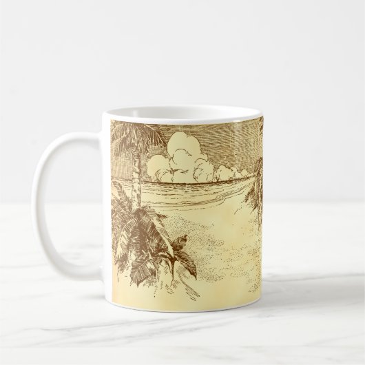 Plage Tropicale Élevant Palmiers Vintages Mug (Gauche)