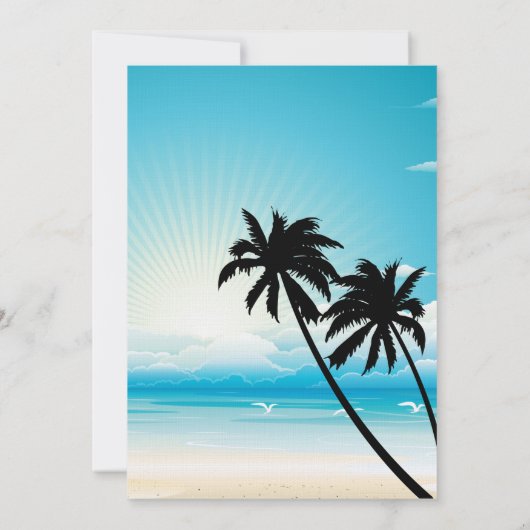 Plage tropicale Faire-part de mariage florale (Dos)