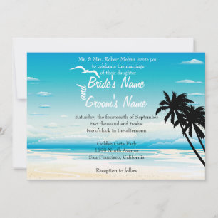 Plage tropicale Faire-part de mariage florale