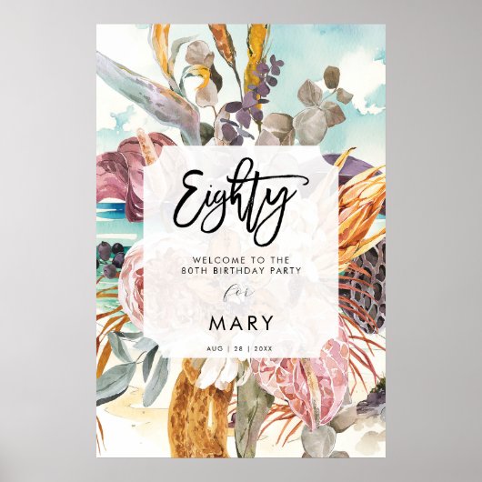 plage tropicale florales quatre-vingts affiche de (Devant)