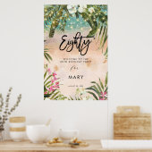 plage tropicale florales quatre-vingts affiche de  (Cuisine)