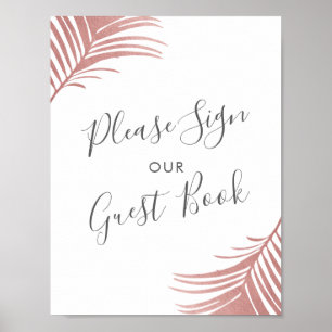 Plage tropicale Mariage Livre d'or Signal Palm ros
