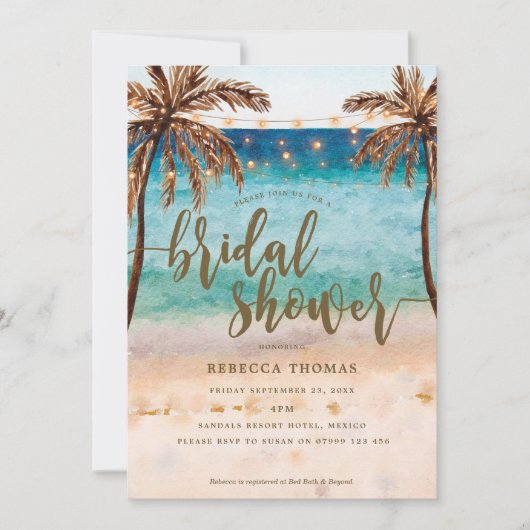plage tropicale moderne nuptiale invitation (Devant)