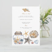 Plage tropicale Ocean Shell Invitation Fiançailles (Debout devant)