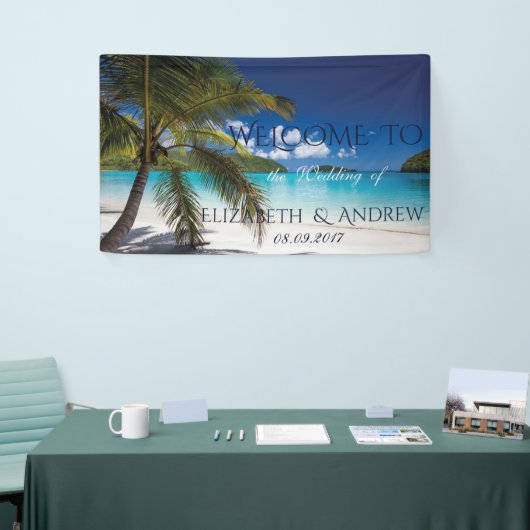 Plage tropicale, Palm, Bannière Mariage de sable (Salon professionnel)