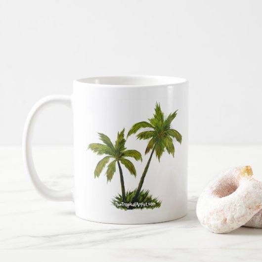 Plage tropicale Palm Trees Café Mug (Avec donut)