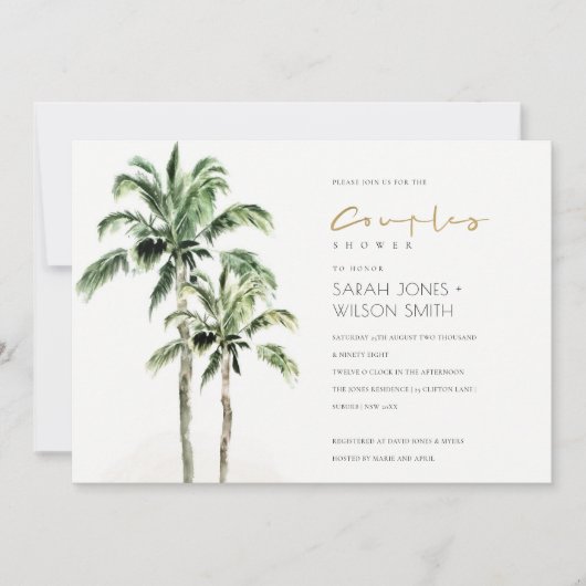 Plage tropicale Palm Trees Couples Invitation douc (Devant)