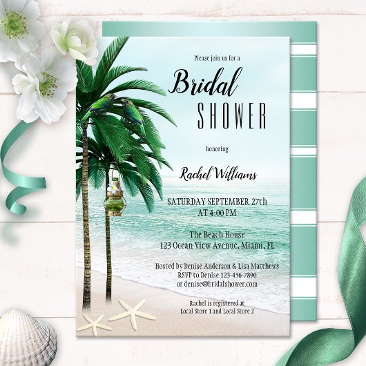 Plage tropicale Palm Trees Invitation de douche nu