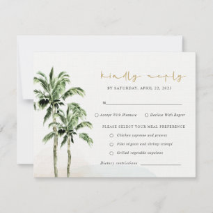 Plage tropicale Palmiers Aquarelle Mariage Rsvp