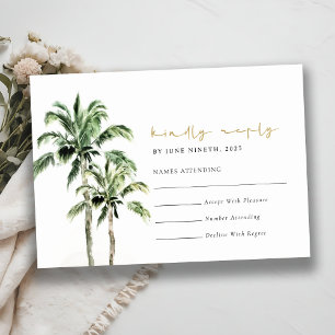 Plage tropicale palmiers aquarelle mariage Rsvp