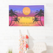 Plage tropicale, Palmiers, Bannière Mariage couché (En situation)