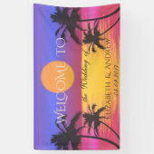 Plage tropicale, Palmiers, Bannière Mariage couché (Vertical)