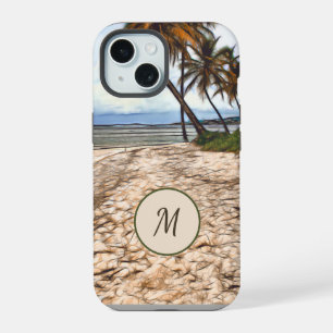 Plage tropicale Palmiers Océan Monogramme