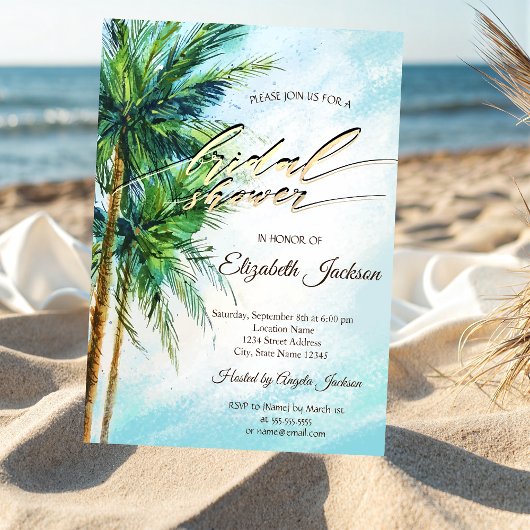 Plage tropicale, Palms Invitation de douche nuptia