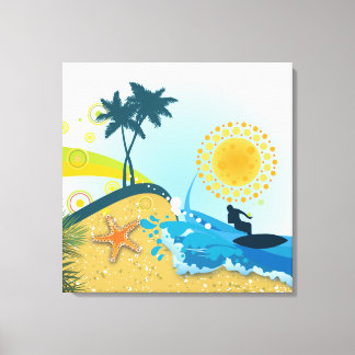 Plage tropicale, papier de toile enveloppé océan