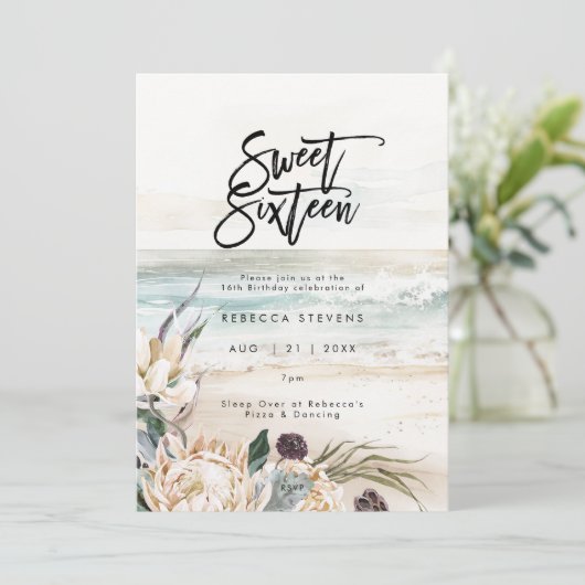 plage tropicale protéa doux 16 invitation (Debout devant)