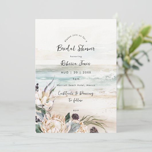 plage tropicale protéa nuptiale invitation (Debout devant)