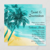 Plage tropicale Quinceanera Invitations d'annivers (Devant / Derrière)