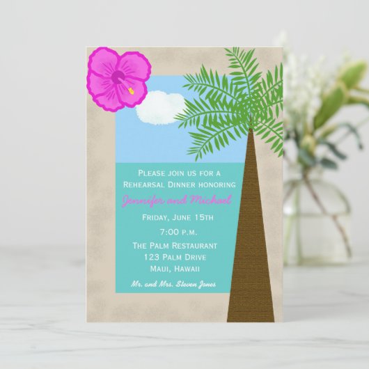 Plage tropicale Répétition de mariage Invitation (Debout devant)