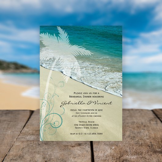 Plage tropicale Répétition de mariage Invitation