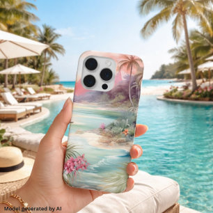 Plage tropicale rose